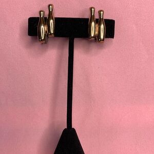 Unusual Double Bowling pins in Copper with Antique Silver plate, Vintage